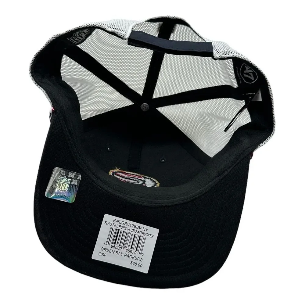 47' Green Bay Packers Hat Navy Flag Fill Trucker BRRR‎ Adjustable Strapback Cap
